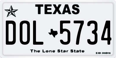 TX license plate DOL5734
