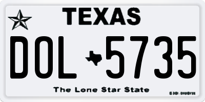 TX license plate DOL5735