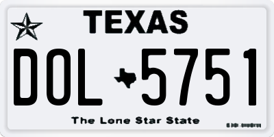 TX license plate DOL5751