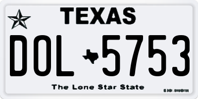 TX license plate DOL5753