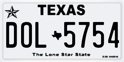 TX license plate DOL5754