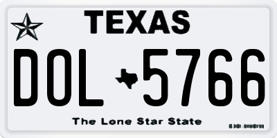 TX license plate DOL5766