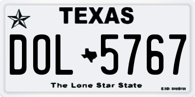 TX license plate DOL5767