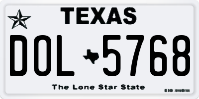 TX license plate DOL5768
