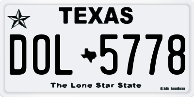 TX license plate DOL5778