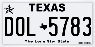 TX license plate DOL5783