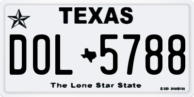 TX license plate DOL5788