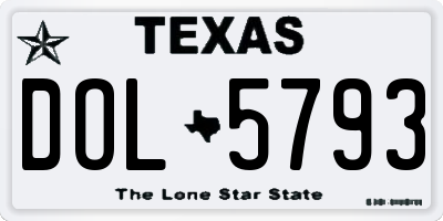 TX license plate DOL5793