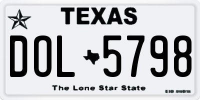 TX license plate DOL5798