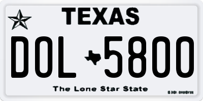 TX license plate DOL5800