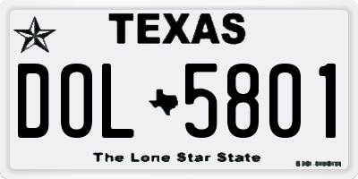 TX license plate DOL5801