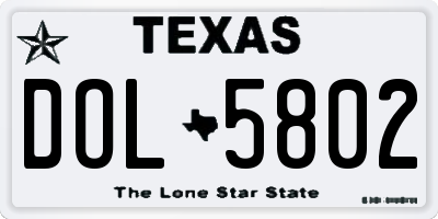 TX license plate DOL5802