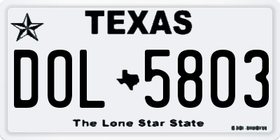TX license plate DOL5803