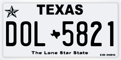 TX license plate DOL5821