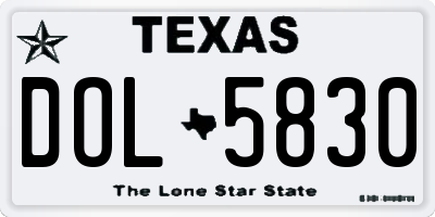 TX license plate DOL5830