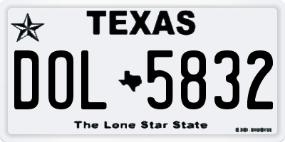 TX license plate DOL5832