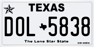 TX license plate DOL5838
