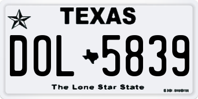 TX license plate DOL5839
