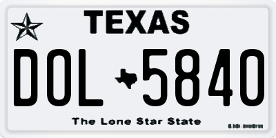 TX license plate DOL5840