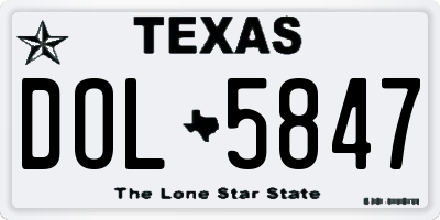 TX license plate DOL5847