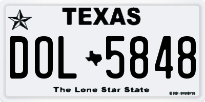 TX license plate DOL5848