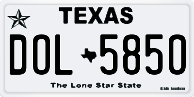 TX license plate DOL5850