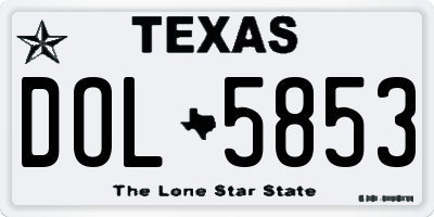 TX license plate DOL5853