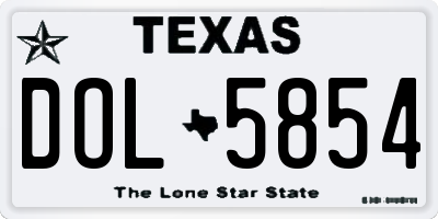 TX license plate DOL5854