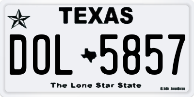TX license plate DOL5857