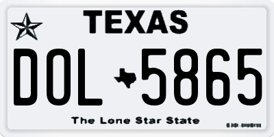 TX license plate DOL5865