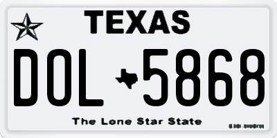 TX license plate DOL5868
