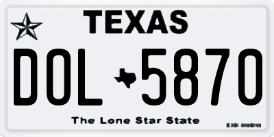 TX license plate DOL5870