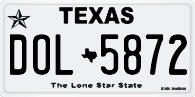TX license plate DOL5872