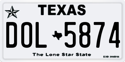 TX license plate DOL5874