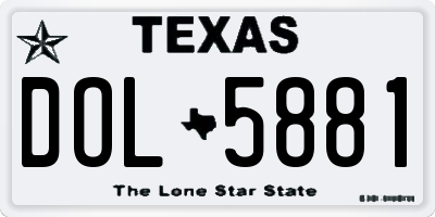 TX license plate DOL5881