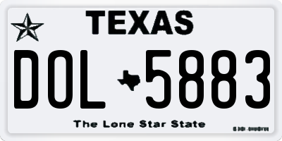 TX license plate DOL5883