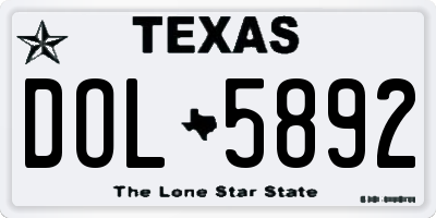TX license plate DOL5892