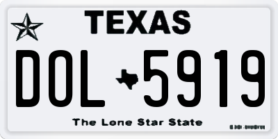 TX license plate DOL5919