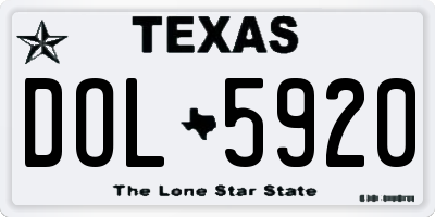 TX license plate DOL5920