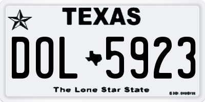 TX license plate DOL5923