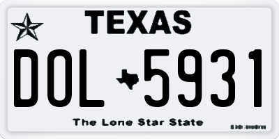 TX license plate DOL5931