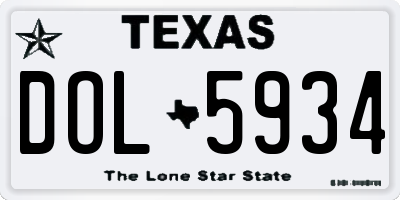 TX license plate DOL5934