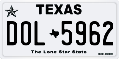 TX license plate DOL5962