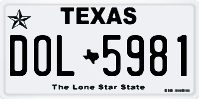 TX license plate DOL5981