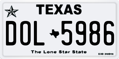 TX license plate DOL5986