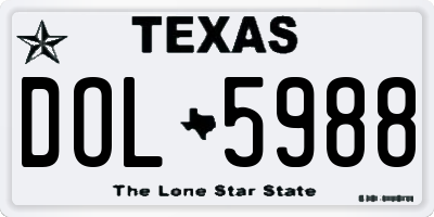 TX license plate DOL5988