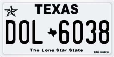 TX license plate DOL6038