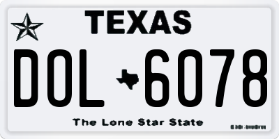 TX license plate DOL6078