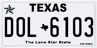 TX license plate DOL6103