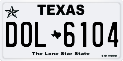 TX license plate DOL6104